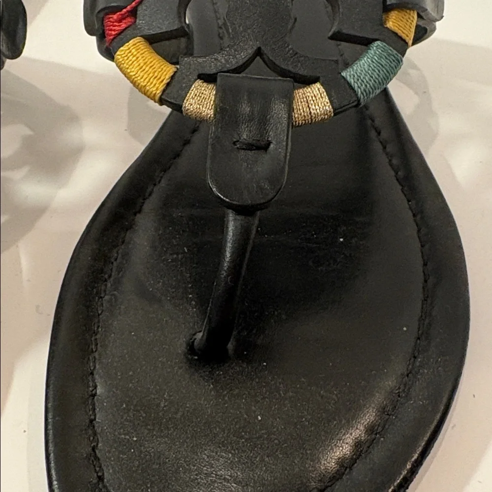Colorful Tory Burch Miller Logo‎ Black Sandals 9.5